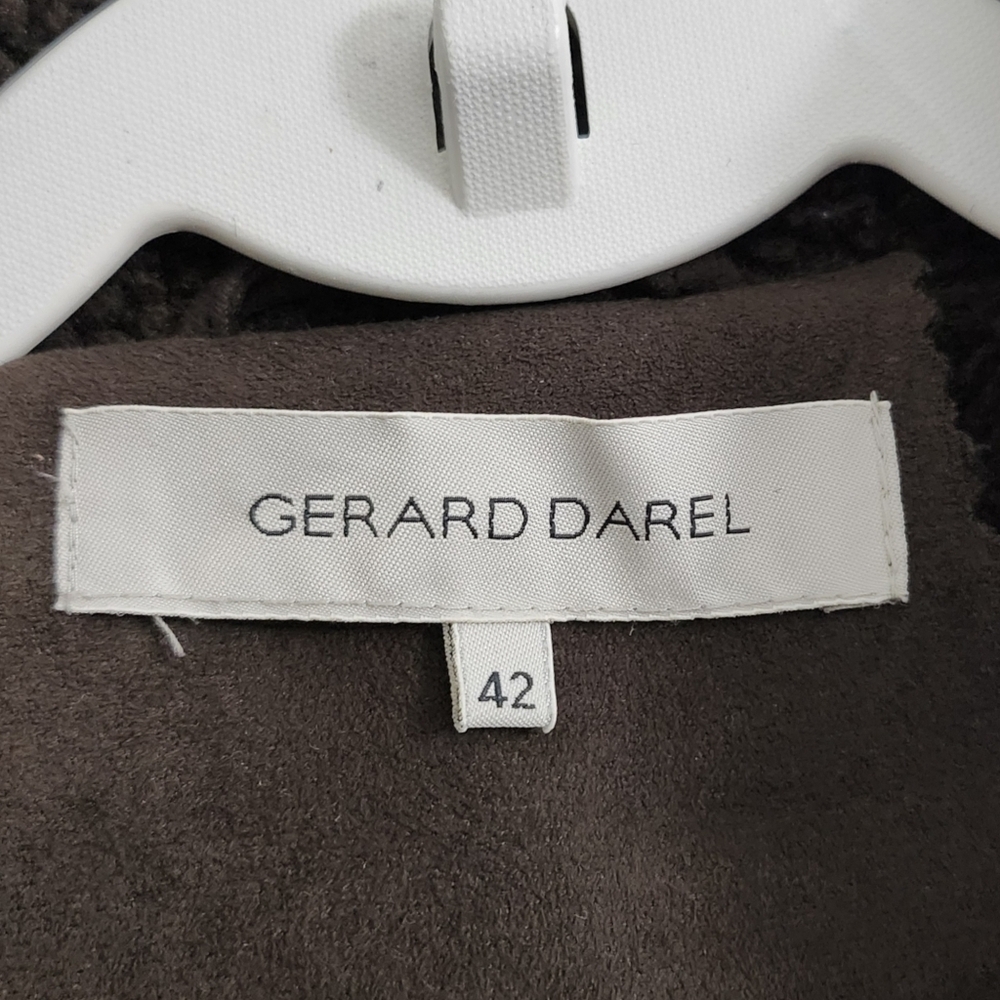 Gerard Darel Jacket Medium Brown Faux Leather Fur Lined Full Zip Pocket Size 42 - Picture 2 of 12